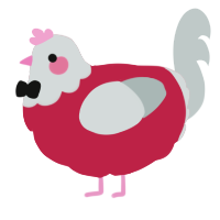 A crimson and silver chicken with a head pattern