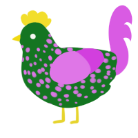 A leaf and orchid chicken with a speckle pattern