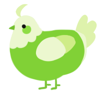 A grass and apple chicken with a head pattern