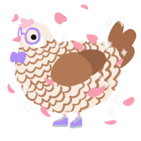 A cream and brown chicken with a lace pattern