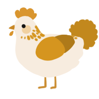 A cream and ochre chicken with a neck-speckle pattern