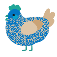 A sapphire and beige chicken with a double-lace pattern