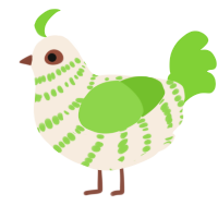 A cream and grass chicken with a bar pattern