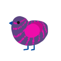 Bisexual, a overcast and fuchsia chicken with a bar pattern