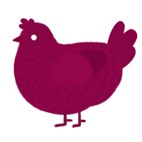 A maroon chicken with a lace pattern
