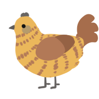 A honey and brown chicken with a bar pattern