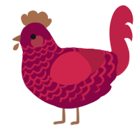 A maroon and crimson chicken with a lace pattern