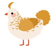 A cream and orange chicken with a half-lace pattern