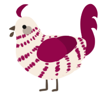 A cream and maroon chicken with a bar pattern