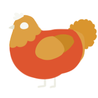 A vermilion and orange chicken with a head pattern