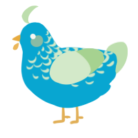 A cerulean and gluppy chicken with a half-lace pattern