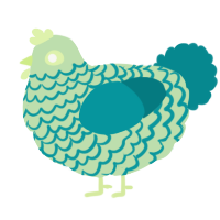 A gluppy and teal chicken with a lace pattern