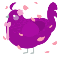 A plum chicken with a half-lace pattern