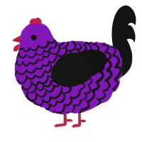 A violet and black chicken with a lace pattern