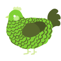 A grass and olive chicken with a lace pattern