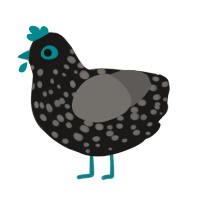 A sable and grey chicken with a speckle pattern