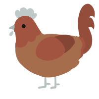 A brown and russet chicken with a head pattern
