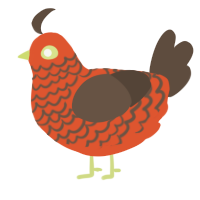 A vermilion and bark chicken with a lace pattern