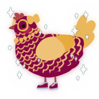 A maroon and honey chicken with a lace pattern