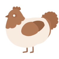A cream and brown chicken with a head pattern