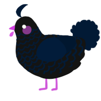A black and tumblr chicken with a lace pattern