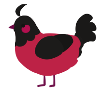 A crimson and sable chicken with a head pattern