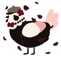 A black and rose chicken with a head pattern