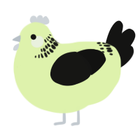 A apple and black chicken with a neck-band pattern