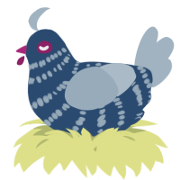 A beige and bark chicken with a bar pattern