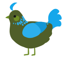 A olive and sky chicken with a neck-speckle pattern