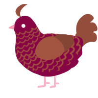 A maroon and russet chicken with a lace pattern