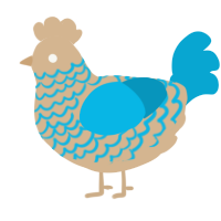 A beige and cerulean chicken with a lace pattern