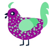 A plum and spring chicken with a speckle pattern