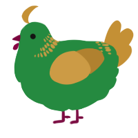 A viridian and gold chicken with a neck-band pattern