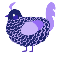 A navy and lilac chicken with a lace pattern