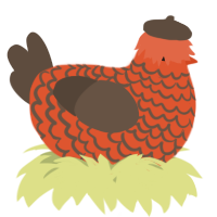 A vermilion and bark chicken with a lace pattern