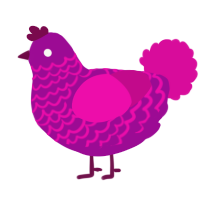 A plum and fuchsia chicken with a lace pattern