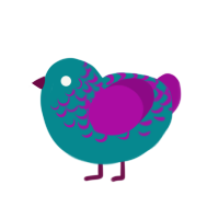 vaporwave, a teal and plum chicken with a half-lace pattern