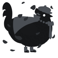 A black chicken with a lace pattern