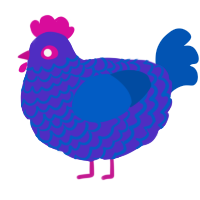 A indigo and ultramarine chicken with a lace pattern