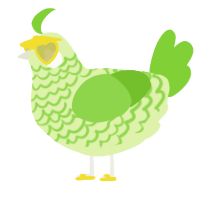 A apple and grass chicken with a lace pattern