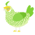 A apple and grass chicken with a lace pattern