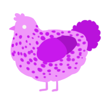A lavender and amethyst chicken with a speckle pattern