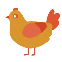 A orange and vermilion chicken