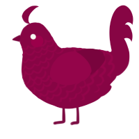 A maroon chicken with a lace pattern