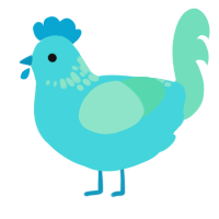 A aqua and mint chicken with a neck-speckle pattern