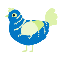 A sapphire and apple chicken with a half-bar pattern