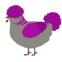 A ash and plum chicken with a neck-speckle pattern