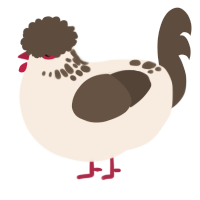 A cream and bark chicken with a neck-speckle pattern