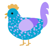 A cerulean and lilac chicken with a speckle pattern